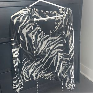 Black white sheer blouse